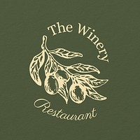 Wine restaurant, green logo template