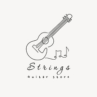 Guitar store logo template, minimal line art design