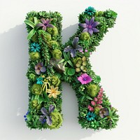 K letter flower green blossom.