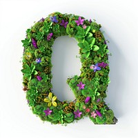 Q letter flower green blossom.