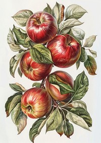 Apples in orchard painting produce fruit.