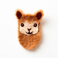 Felt stickers of a single alpaca confectionery wildlife biscuit.