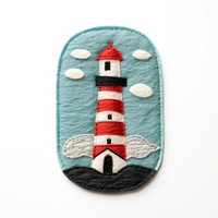 Felt stickers of a single lighthouse applique weaponry pattern.