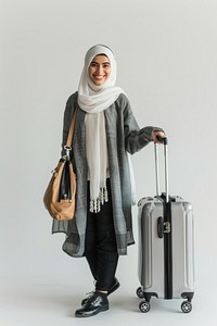Middle east femaleTraveler with trolley accessories accessory clothing.
