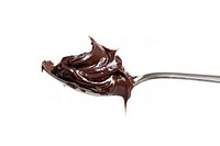 Chocolate spread on spoon confectionery cutlery dessert.