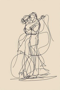 Hand drawn of couple dance drawing illustrated sketch.