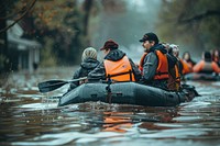 Together in flood relief lifejacket clothing apparel.