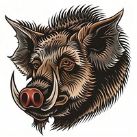 Tattoo illustration of a boar wildlife panther leopard.
