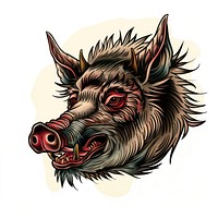 Tattoo illustration of a boar wildlife animal mammal.