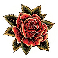 Tattoo illustration of a red rose graphics blossom pattern.