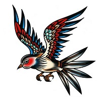 Tattoo illustration of a retro animal flying finch.
