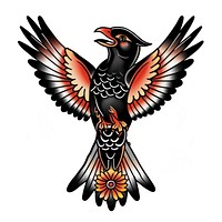 Tattoo illustration of a retro blackbird agelaius swallow.