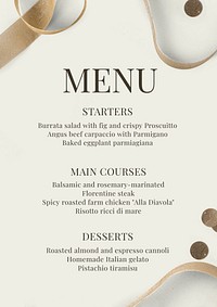 Food menu poster template, editable text and design