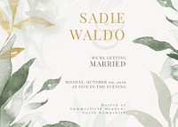 Green wedding invitation card template  design