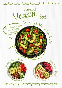 Special vegan food menu template 