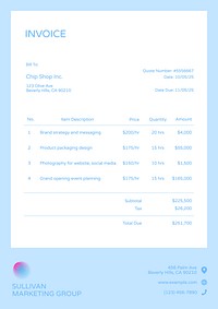 Marketing invoice template, finance & accounting design