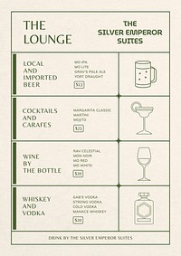 The lounge menu template 