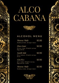 Bar menu template and design