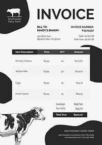 Dairy farm invoice template