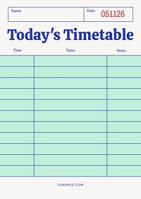 Today's timetable template