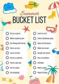 Summer bucket list template