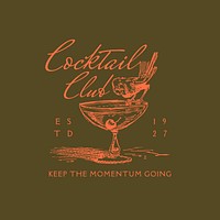 Cocktail club logo template, editable design