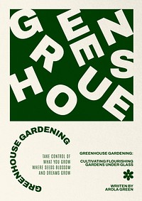 Greenhouse gardening book cover template