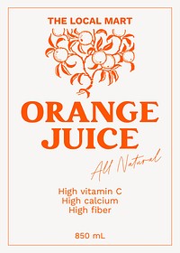 Orange juice  label template