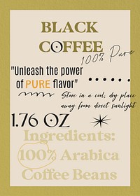 Black coffee label template