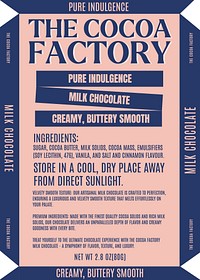 Milk chocolate label template