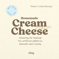 Cream cheese label template, editable design
