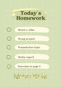 Today's homework planner templates