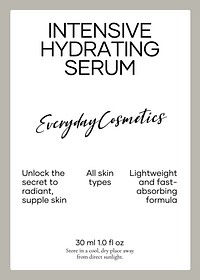 Hydrating serum label template