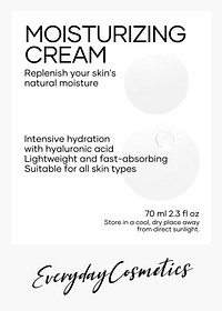 Moisturizing cream label template