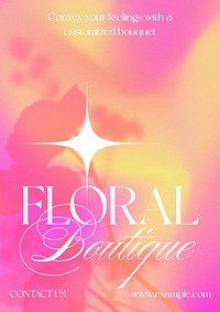 Floral boutique poster template, editable design