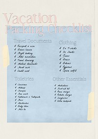 Vacation packing poster template