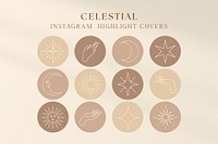 Celestial brown Instagram story highlight cover template set