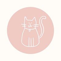 Pink cat line art  IG story cover template illustration