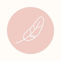 Pink feather line art  IG story cover template illustration