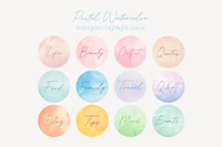 Pastel watercolor Instagram story highlight cover template