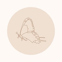 Butterfly brown Instagram story highlight cover, line art icon illustration