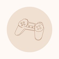 Gaming brown Instagram story highlight cover, line art icon illustration