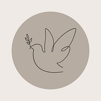 Peace brown Instagram story highlight cover, line art icon illustration