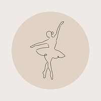 Ballet brown Instagram story highlight cover, line art icon illustration