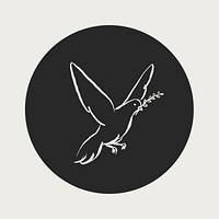 Peace black Instagram story highlight cover, line art icon illustration