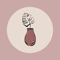 Houseplant feminine Instagram story highlight cover, line art icon illustration