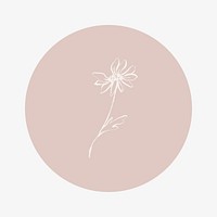 Plant pink Instagram story highlight cover, line art icon illustration