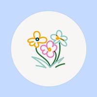 Plant colorful Instagram story highlight cover, line art icon illustration