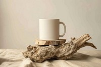 Mug mockup wood driftwood cup.
