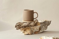 Mug mockup wood beverage coffee.